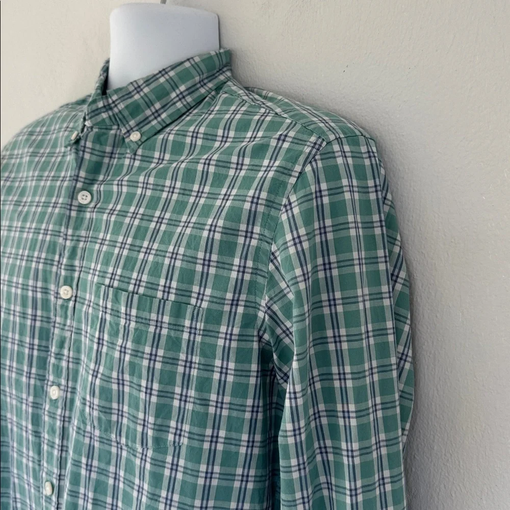 J. Crew mint green plaid flex washed slim fit button down dress shirt medium